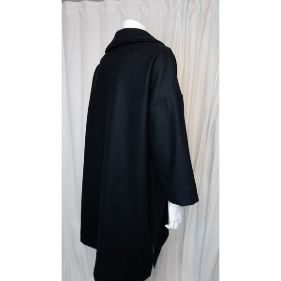 ALI GOLDEN Black Wool Kimono Oversized Coat ONE SIZE - Picture 5 of 10